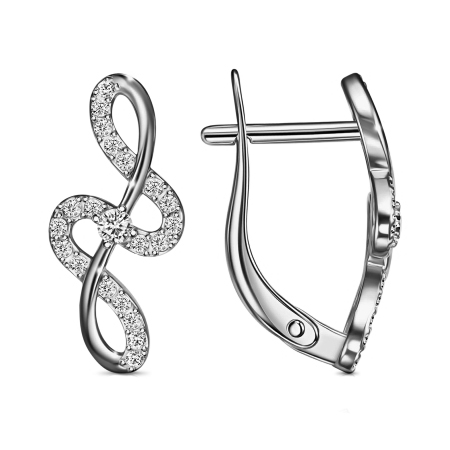 Серебряные cерьги классические с фианитом
