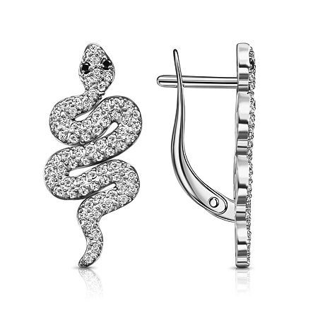 Серебряные cерьги классические с фианитом