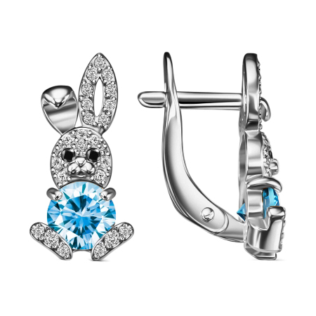 Серебряные cерьги классические с фианитом