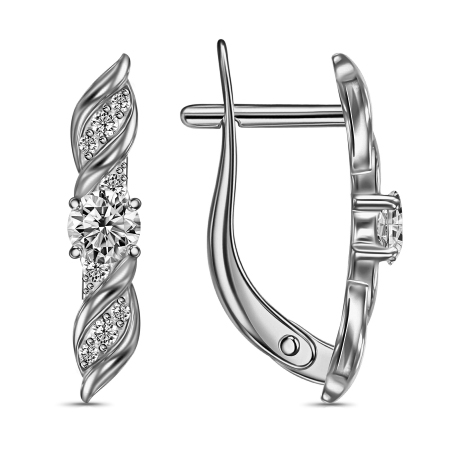 Серебряные cерьги классические с фианитом
