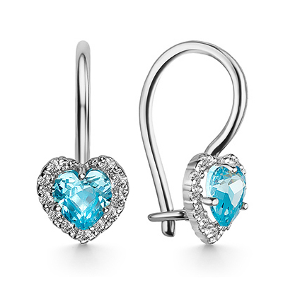 Серебряные cерьги классические с фианитом