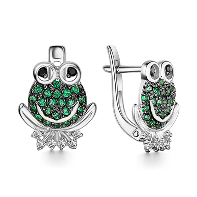 Серебряные cерьги классические с фианитом