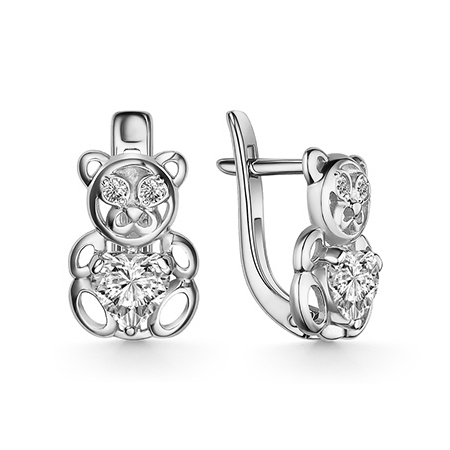 Серебряные cерьги классические с фианитом