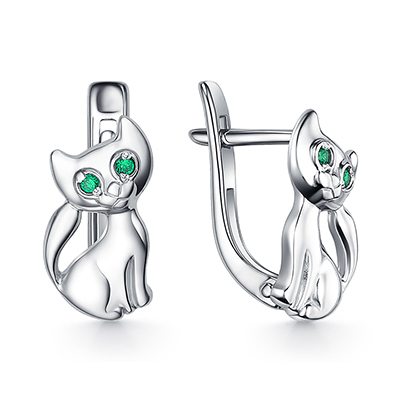 Серебряные cерьги классические с фианитом