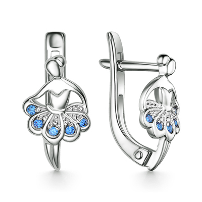 Серебряные cерьги классические с фианитом