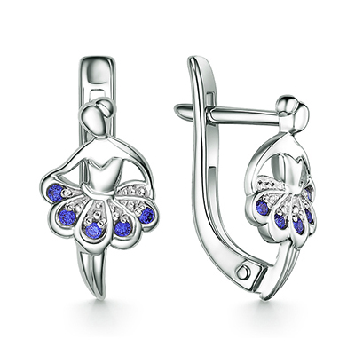 Серебряные cерьги классические с фианитом