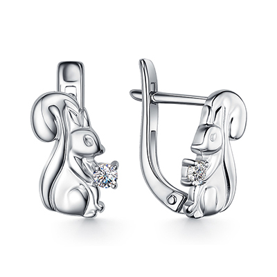 Серебряные cерьги классические с фианитом