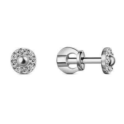 Серебряные cерьги пусеты (гвоздики) с фианитом