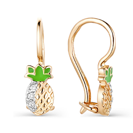 Серебряные cерьги классические с позолотой с эмалью