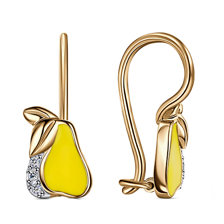 Серебряные cерьги классические с позолотой с эмалью