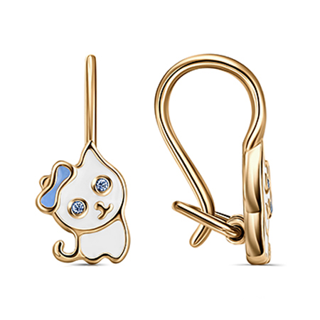 Серебряные cерьги классические с позолотой с эмалью