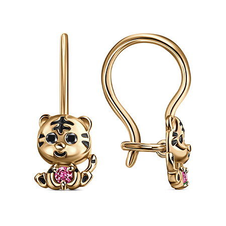 Серебряные cерьги классические с позолотой с эмалью