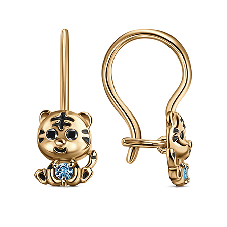 Серебряные cерьги классические с позолотой с эмалью