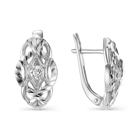 Серебряные cерьги классические с фианитом
