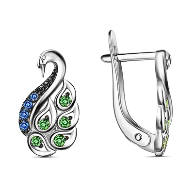 Серебряные cерьги классические с фианитом