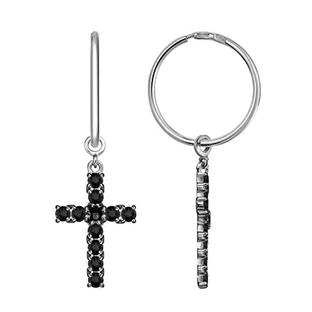 Серебряные cерьги конго с фианитом