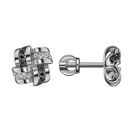 Серебряные cерьги пусеты (гвоздики) с фианитом