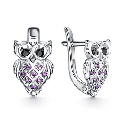 Серебряные cерьги классические с фианитом