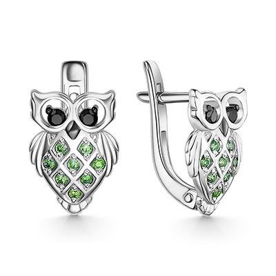 Серебряные cерьги классические с фианитом