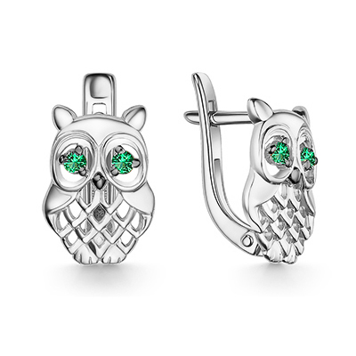 Серебряные cерьги классические с фианитом