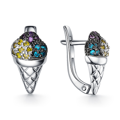 Серебряные cерьги классические с фианитом