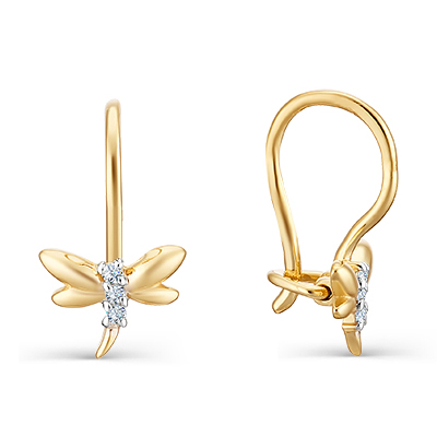 Серебряные cерьги классические с позолотой с фианитом