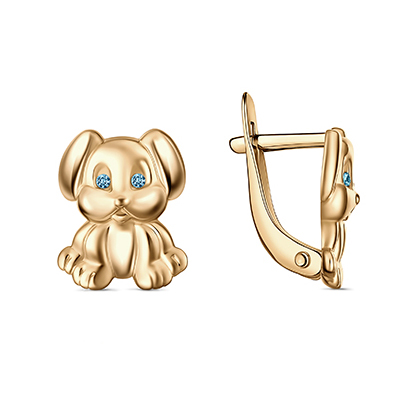 Серебряные cерьги классические с позолотой с фианитом