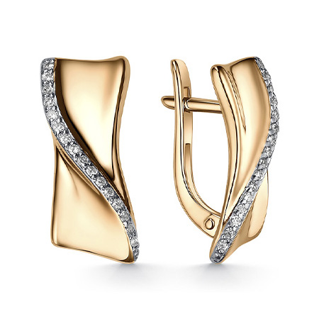 Серебряные cерьги классические с позолотой с фианитом