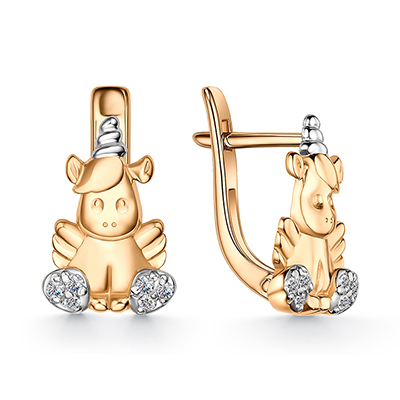 Серебряные cерьги классические с позолотой с фианитом