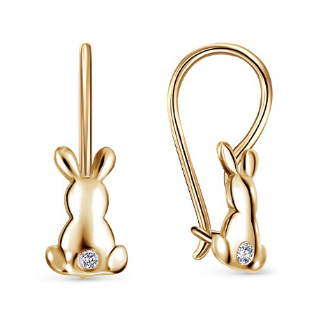 Серебряные cерьги классические с позолотой с фианитом