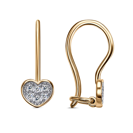 Серебряные cерьги классические с позолотой с фианитом