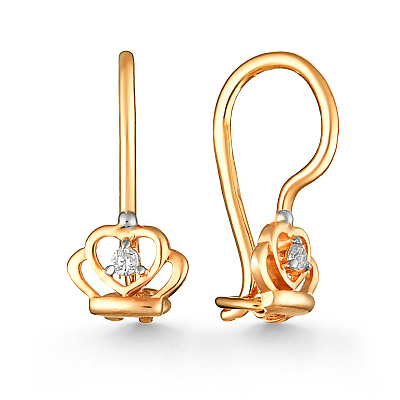 Серебряные cерьги классические с позолотой с фианитом