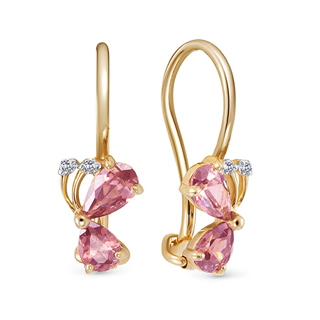 Серебряные cерьги классические с позолотой с фианитом