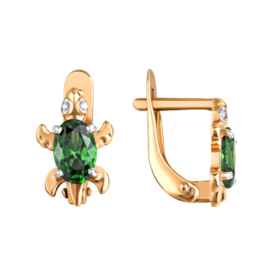 Серебряные cерьги классические с позолотой с фианитом