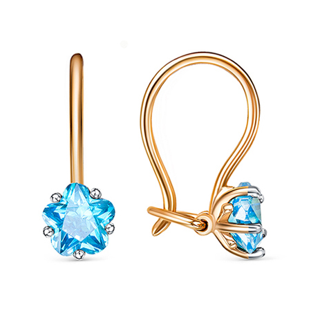 Серебряные cерьги классические с позолотой с фианитом