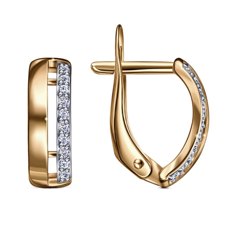 Серебряные cерьги с позолотой с фианитом