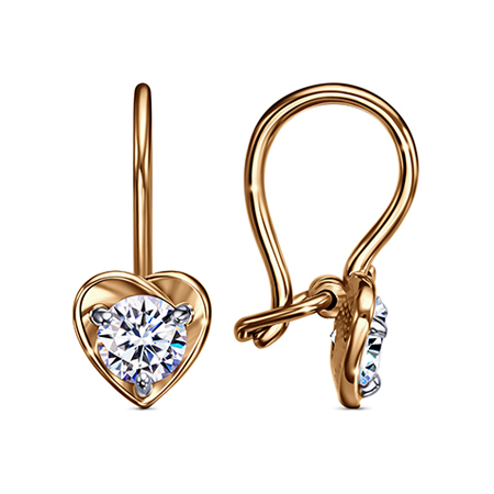 Серебряные cерьги классические с позолотой с фианитом