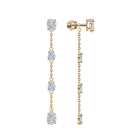 Серебряные cерьги пусеты (гвоздики) с позолотой с фианитом