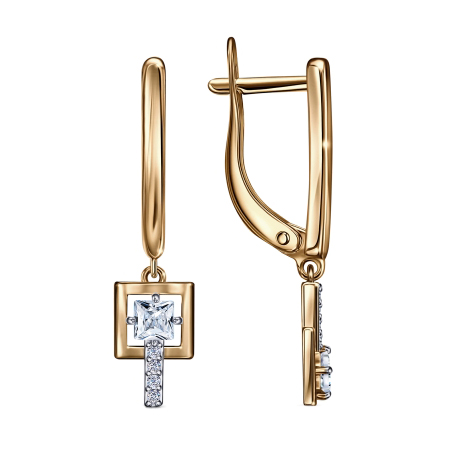 Серебряные cерьги висячие с фианитом