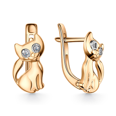 Серебряные cерьги классические с позолотой с фианитом