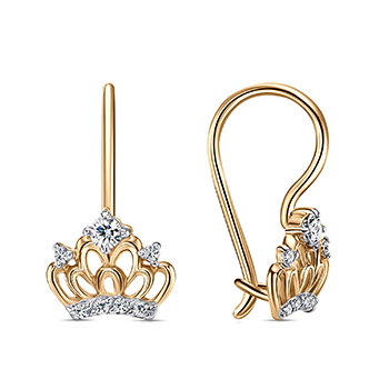 Серебряные cерьги классические с позолотой с фианитом