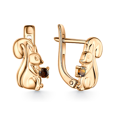 Серебряные cерьги классические с позолотой с фианитом