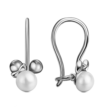 Серебряные cерьги классические с жемчугом