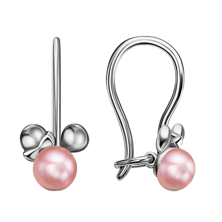 Серебряные cерьги классические с жемчугом