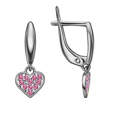 Серебряные cерьги висячие с корундом