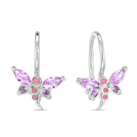 Серебряные cерьги классические с корундом