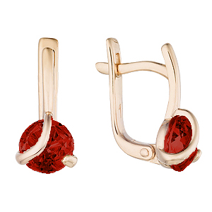Золотые cерьги с гранатом