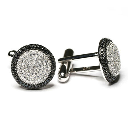 Запонки из серебра с фианитом