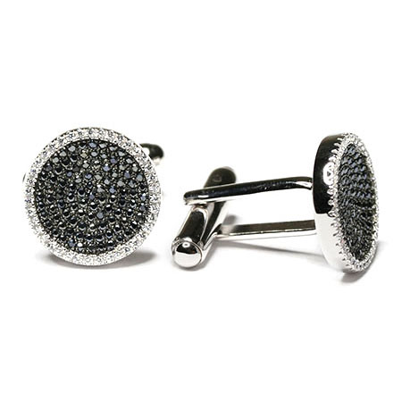 Запонки из серебра с фианитом