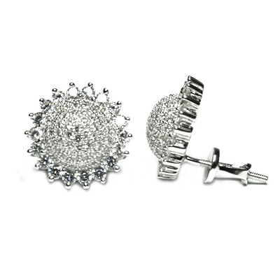 Серебряные cерьги пусеты (гвоздики) с фианитом